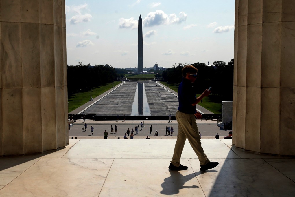 The Washington Monument is seen in the background of the now drained Lincoln Memorial Reflecting Pool on Wednesday. Photo: AP