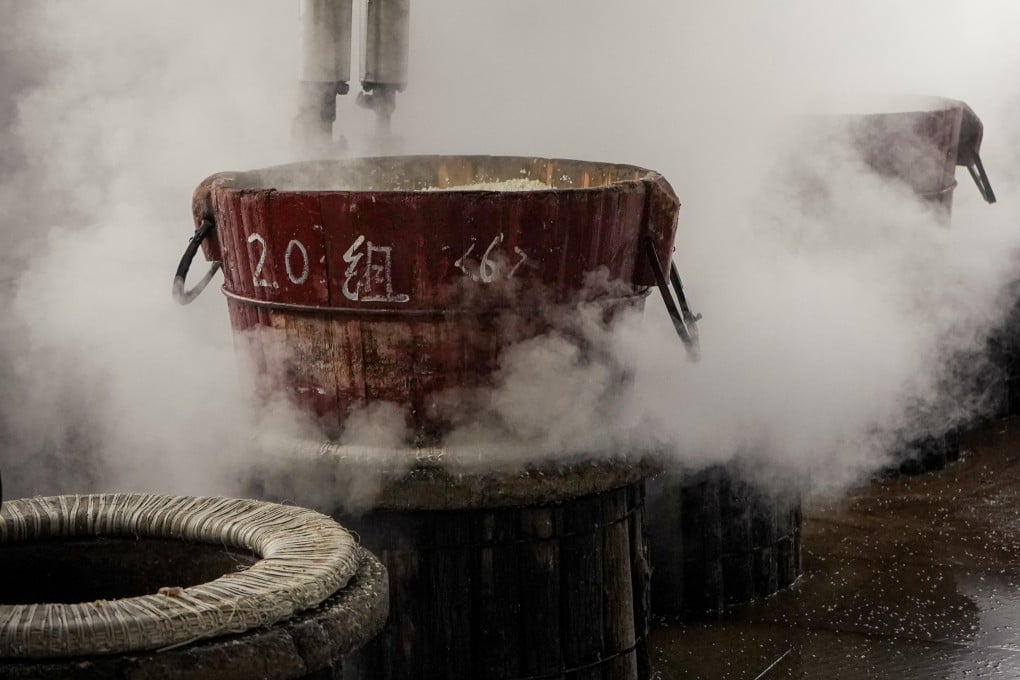 Rice is steamed at high heat in preparation for fermentation, at the Pagoda Brand Winery, Shaoxing, China. Photo: Gavin Yeung