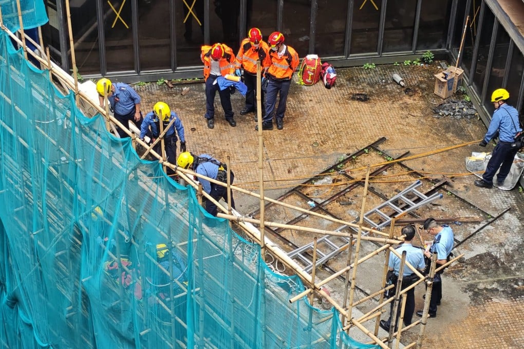 Emergency responders discovered the 39-year-old man unconscious and trapped on scaffolding at the work site on Sa Po Road. Photo: Handout