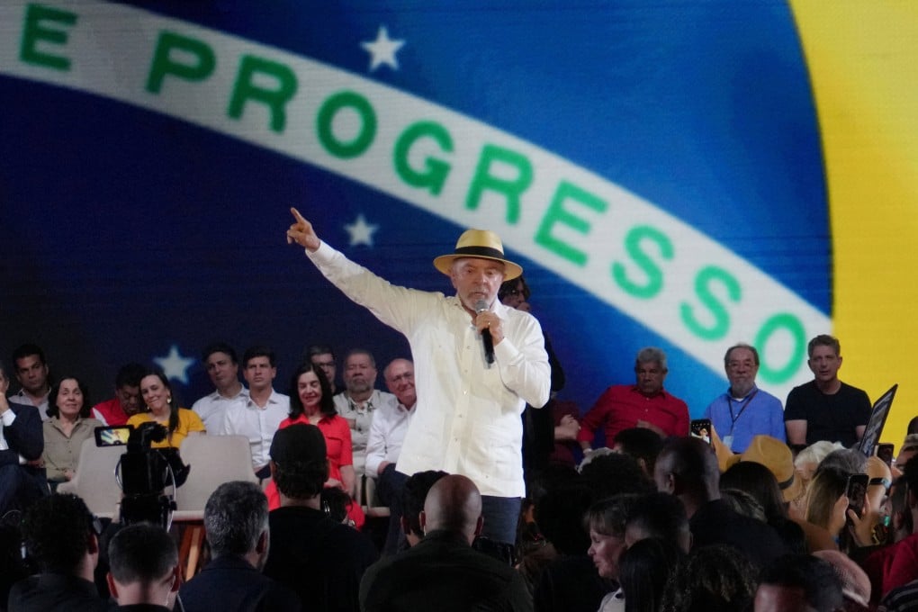 Brazilian President Luiz Inacio Lula da Silva speaks at the Workers’ Party (PT) convention in Sao Paulo as he launches his campaign for a fourth presidential term. Photo: Reuters