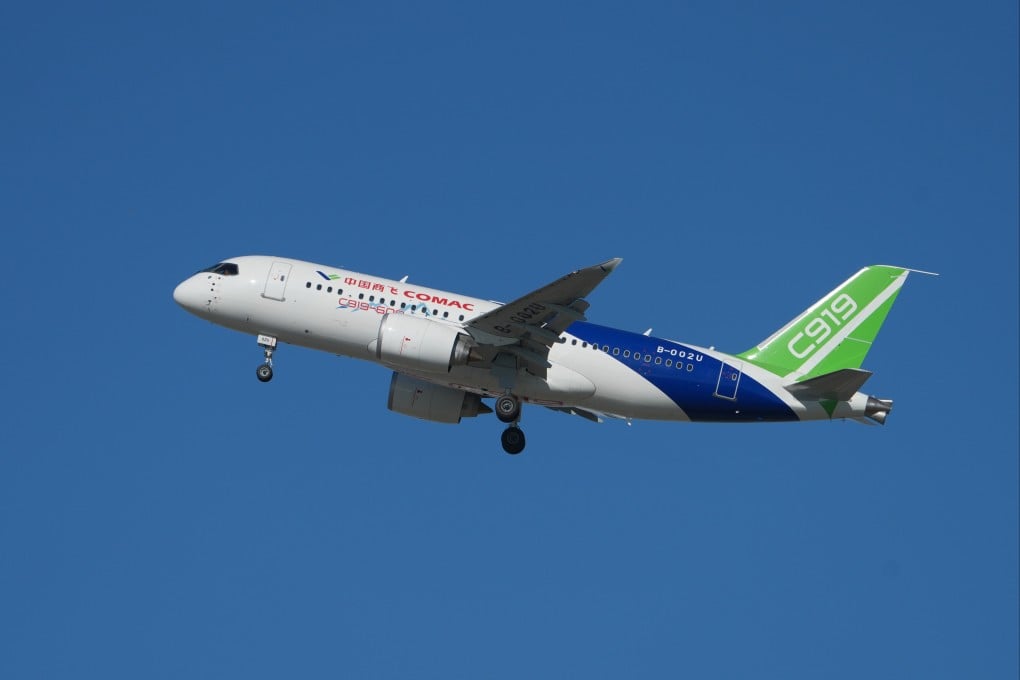 A C919 high-altitude prototype on its first test flight in Shanghai on Wednesday. Photo: Xinhua