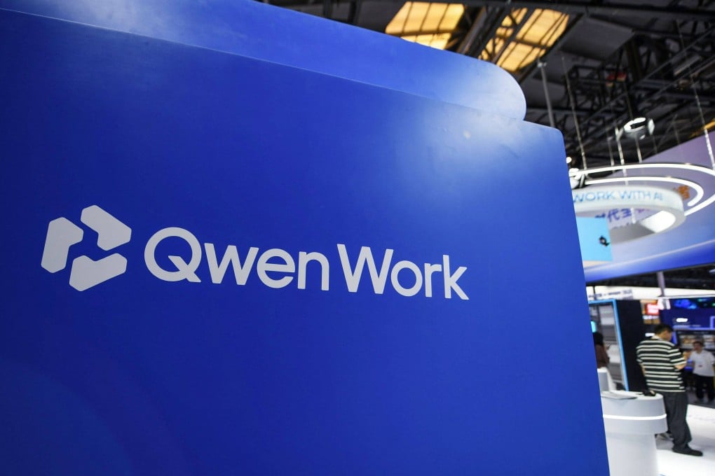 The logo of Qwen is seen during the World Artificial Intelligence Conference (WAIC) in Shanghai on July 17. Photo by CN-STR/AFP/China OUT