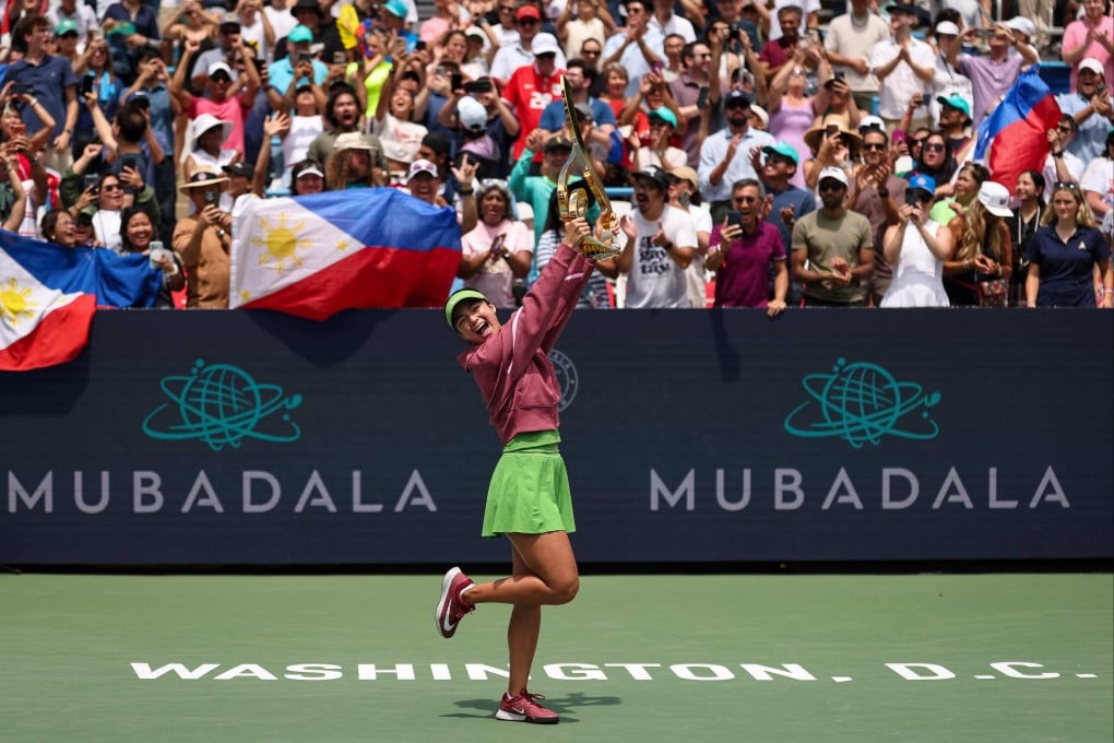 Alexandra Eala of the Philippines beat Jessica Pegula of the United States in the final of the Washington Open. Photo: AFP