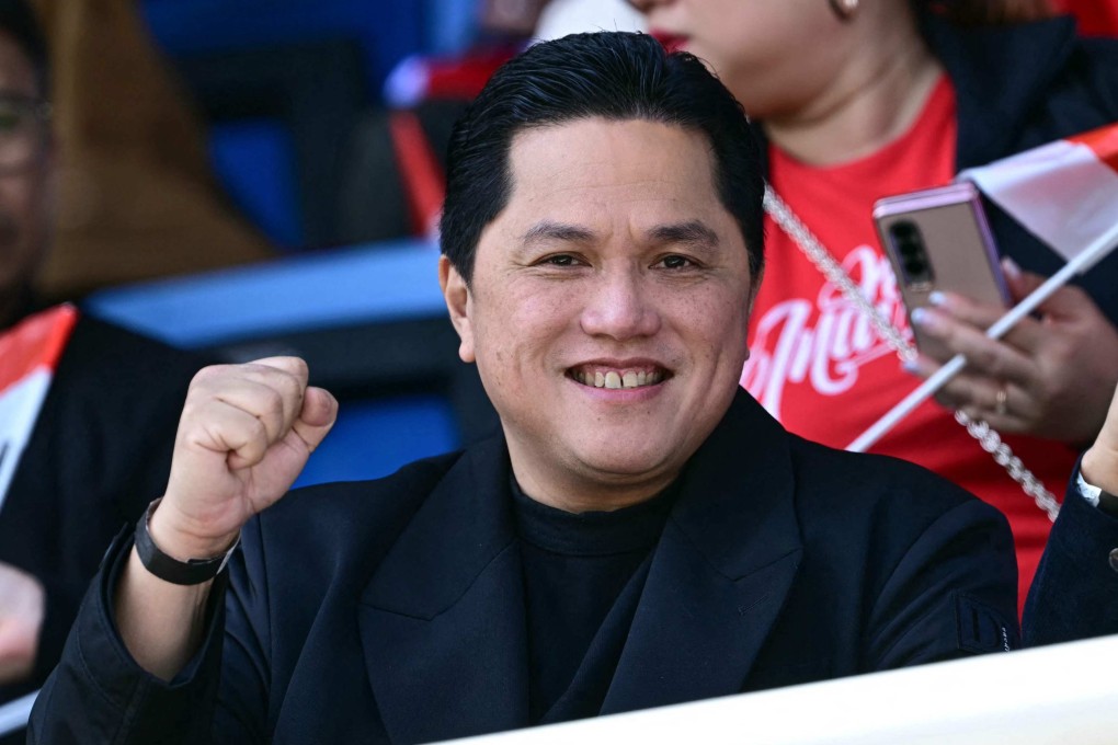 Erick Thohir attends the pre-Olympic play-off match between Indonesia and Guinea at Paris 2024. Photo: AFP