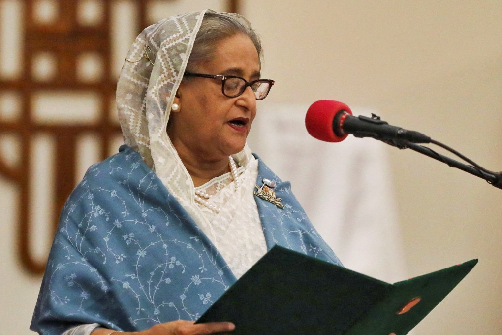 Sheikh Hasina takes her oath to be Bangladesh’s prime minister in Dhaka on January 11, 2024. Photo: Reuters