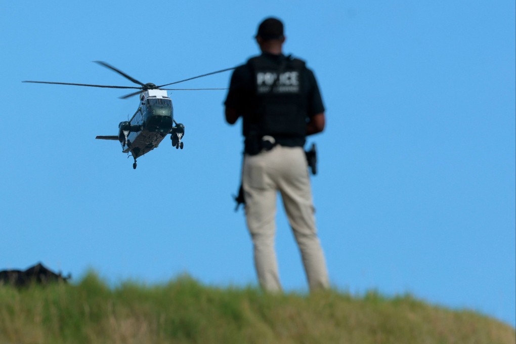 With US President Donald Trump on board, Marine One arrives at the Trump National Golf Club Los Angeles. Photo: AFP