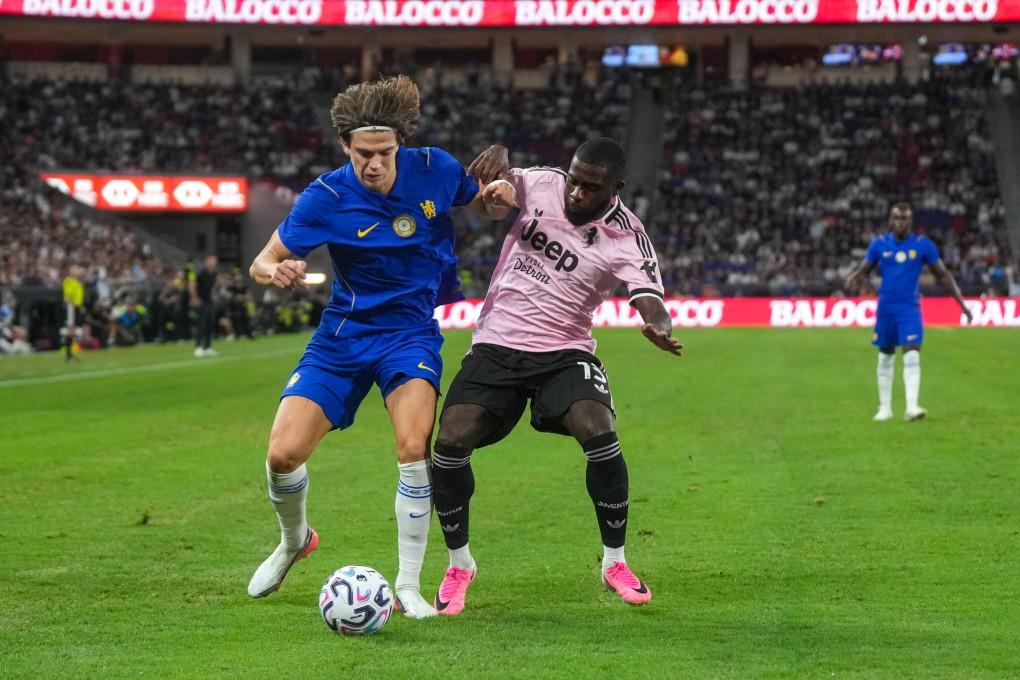 Chelsea’s new signing Marco Palestra (left) battles for the ball with Juventus’s Jérémie Boga at Kai Tak Stadium. Photo: Elson Li