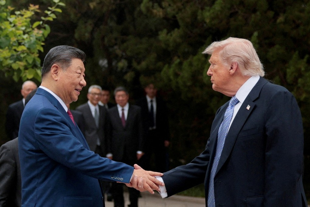Xi Jinping and Donald Trump shake hands after a visit to the Zhongnanhai Garden in Beijing, China, on May 15. Photo: Reuters