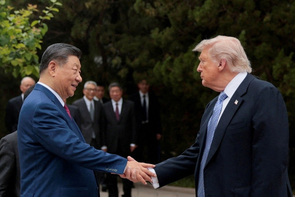 Xi Jinping and Donald Trump shake hands after a visit to the Zhongnanhai Garden in Beijing, China, on May 15. Photo: Reuters