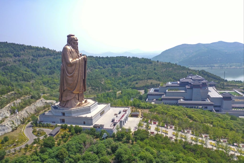 A statue of Confucius dominates the landscape in Qufu, his birthplace, in today’s Shandong province. Photo: Xinhua