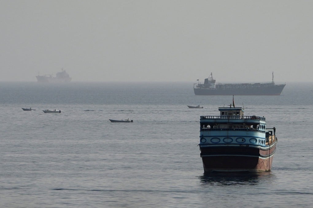 Vessels in the Strait of Hormuz, as seen from Musandam, Oman. Photo: Reuters
