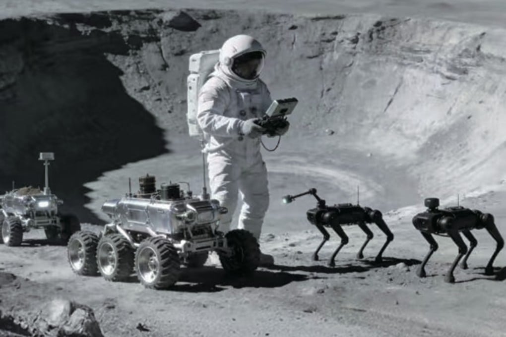 Chinese researchers have drawn up blueprints that could see robot dogs helping astronauts scout hazards, collect rock samples and undertake detailed scientific work. Photo: CCTV