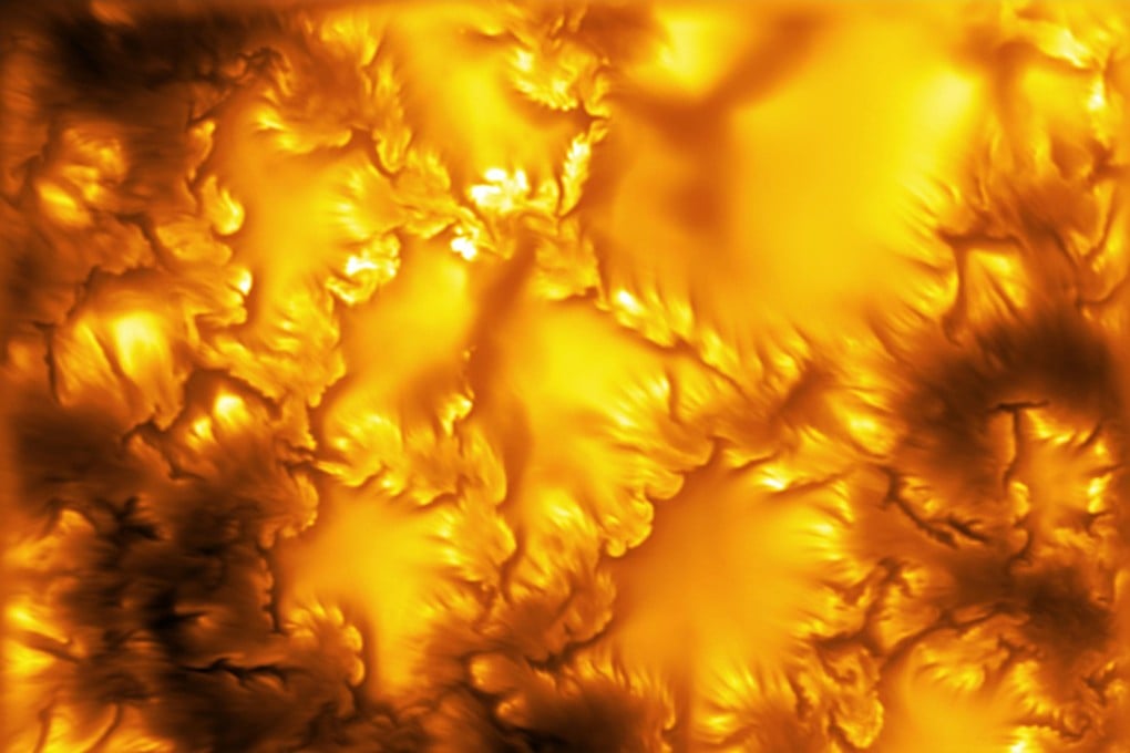 The sun’s surface is pictured in an image released on Monday. Photo: National Science Foundation National Solar Observatory via AP