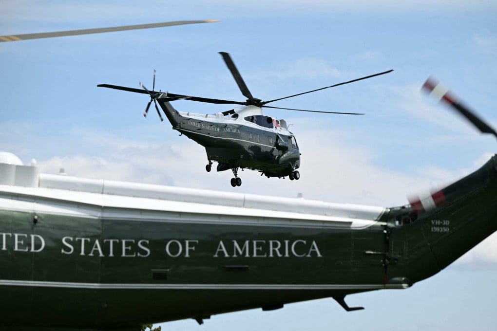Marine One with US President Donald Trump on board departing the White House on Tuesday. Photo: AFP