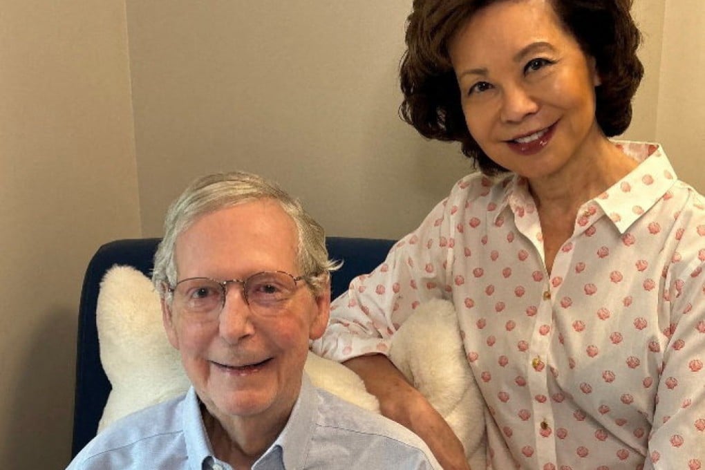 US Senator Mitch McConnell sits with his wife, former US labour secretary Elaine Chao, in a photograph released by his office in July. Photo: Office of Senator Mitch McConnell via Reuters