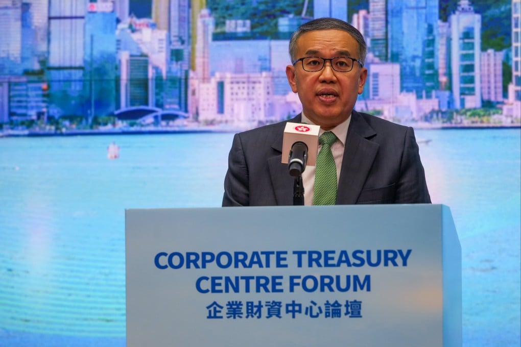 Secretary for Financial Services and the Treasury Christopher Hui at the June news conference that unveiled the action plan to promote Hong Kong as a corporate treasury centre. Photo: Sun Yeung