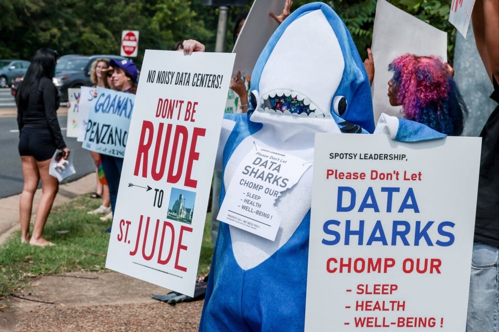 Demonstrators participate in a nationwide protest against data centers in Fredericksburg, Virginia, on July 18. Photo: Reuters