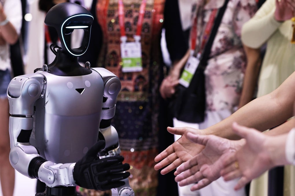 Visitors interact with a robot from Unitree Robotics during the China International Consumer Products Expo in Haikou, south China’s Hainan province, April 14, 2026. Photo: Xinhua