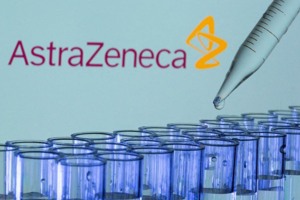 Test tubes are arranged in front of an AstraZeneca logo in this illustration picture taken May 21, 2021. Photo: Reuters