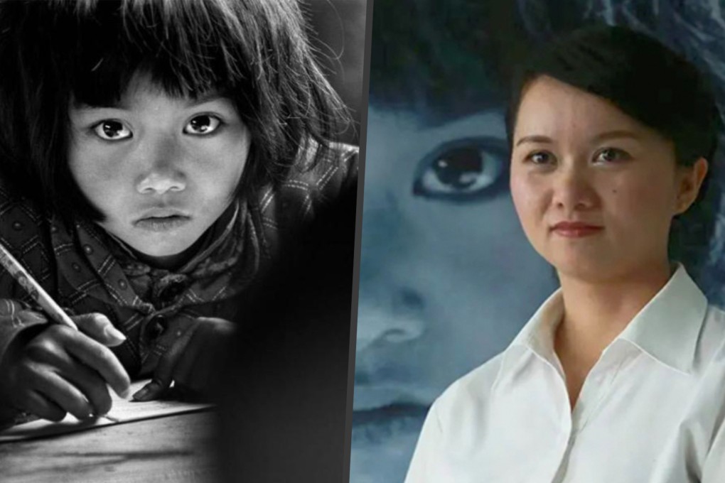 The iconic black-and-white photograph “Big Eyes,” taken by Xie Hailong in 1991, symbolises rural Chinese students' relentless pursuit of knowledge, profoundly impacting the life of the girl depicted. Photo: SCMP composite/Xinhua/namoc.cn