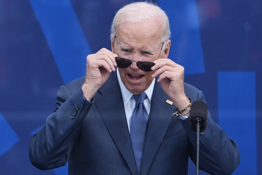 Former US president Joe Biden looks out at the crowd during the dedication ceremony for the Obama Presidential Centre in Chicago in June. Photo: AP