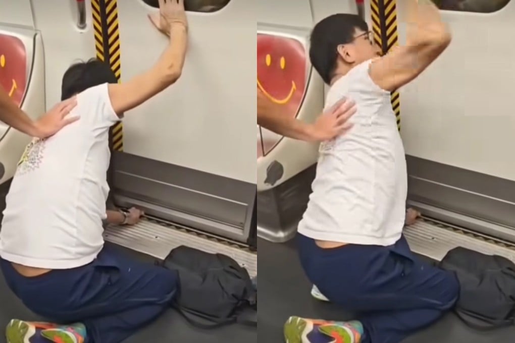 The man’s left hand was trapped by the train door as he tried to retrieve a dropped item from the tracks. Photo: Handout