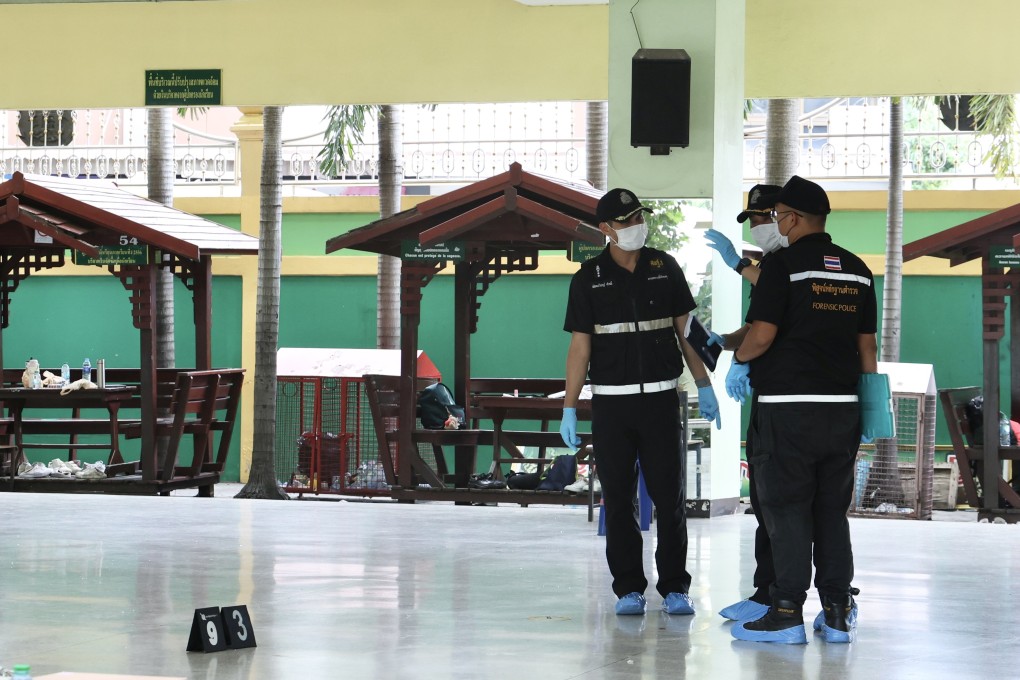 Police officers work at the building where the shooting occurred at Debsirin Nonthaburi School in Nonthaburi province, Thailand on Friday. Photo: Xinhua