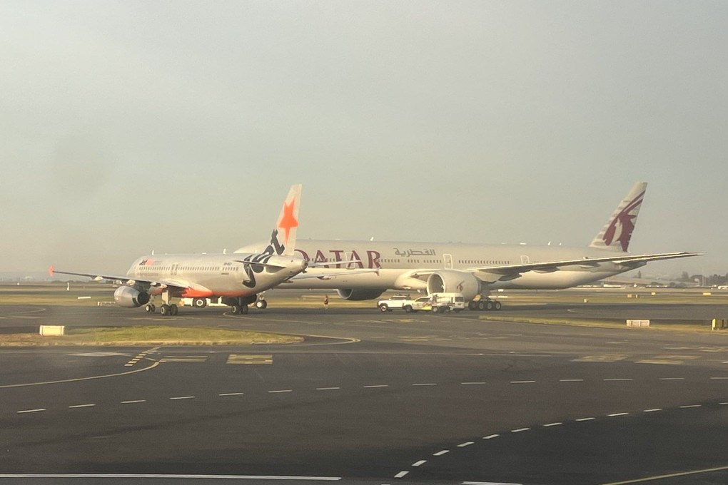 A Jetstar plane and a Qatar Airways flight were involved in a near miss at Sydney airport on Sunday. Photo: X/itsdanibrown