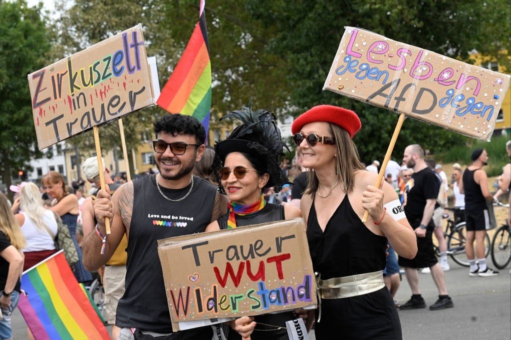 People take part in the solidarity march, held under the slogan “Cologne Shows Solidarity, Cologne Takes a Stand”, in Cologne, Germany on Sunday. Photo: dpa