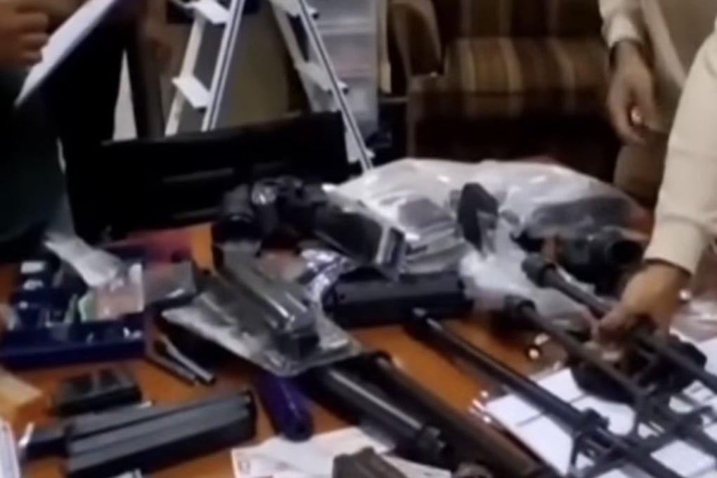 A total of 995 airsoft guns and one live firearm at Harapan Ibu Islamic School Foundation were seized by Indonesian police. Photo: YouTube/Trijaya FM