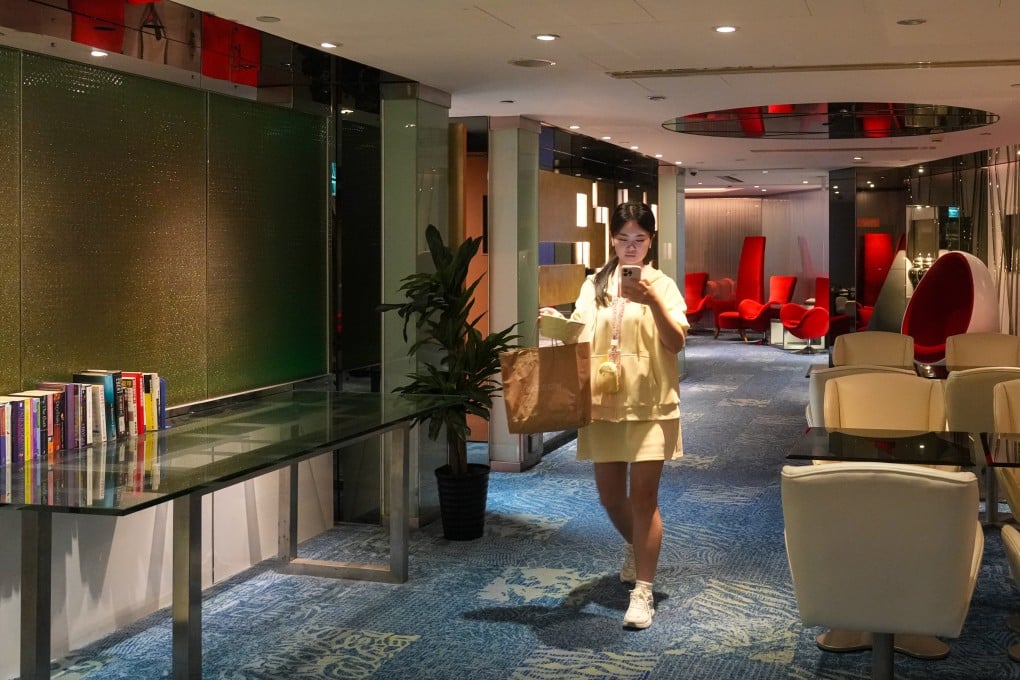The communal lounge at YOT Hub, located in the Regal Oriental Hotel, in Kowloon City. The youth hostel features 80 rooms for Hong Kong permanent residents aged 18 to 31. Photo: Sam Tsang