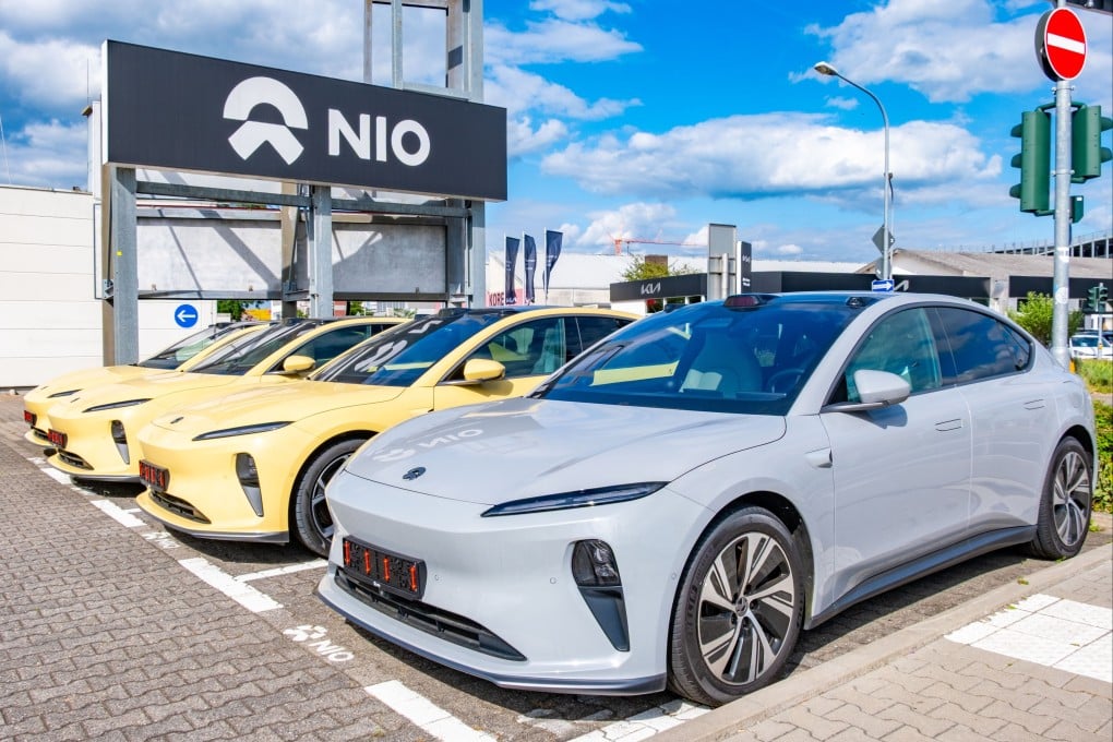 Nio cars at a dealership in Stuttgart, Germany. The company is struggling in Europe's largest car market, registering just three cars in July and 18 in total so far this year. Photo: Shutterstock