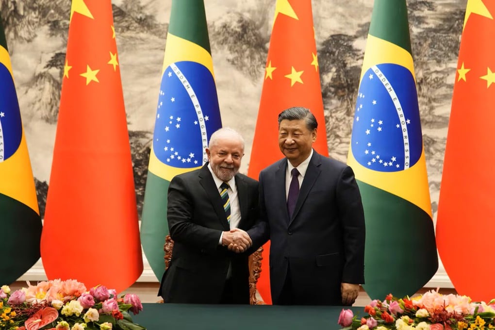 Chinese President Xi Jinping (right) and Brazilian President Luiz Inacio Lula da Silva in Beijing in May 2025. China has asked to join Brazil’s WTO consultations over US tariffs. Photo: AP