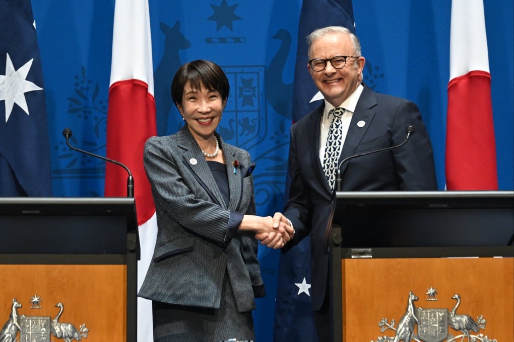 Australian Prime Minister Anthony Albanese (right) with his Japanese counterpart Sanae Takaichi in Canberra on May 4. Photo: EPA