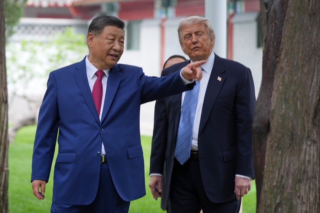 Chinese President Xi Jinping talks with US President Donald Trump at the Zhongnanhai compound during their summit in Beijing in May. They are set to meet again in Washington in September. Photo: AP Photo