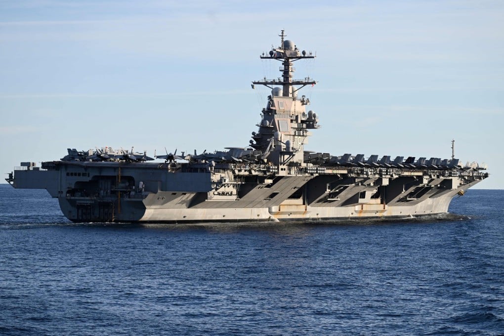 The USS Gerald R. Ford, the world’s largest aircraft carrier, is seen in the North Sea during an exercise in September 2025. Photo: AFP