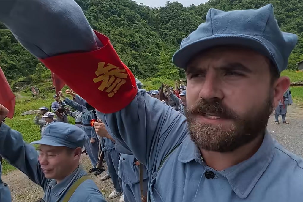The British YouTuber “Mike Okay” dressed in Red Army uniform for a battle reenactment. Photo: Youtube/Mike Okay