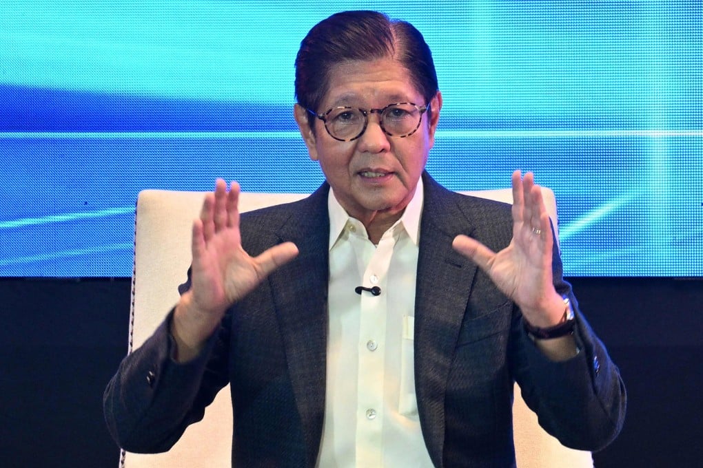 Philippine President Ferdinand Marcos Jnr speaks at a Foreign Correspondents’ Association of the Philippines forum on Friday. Photo: AFP