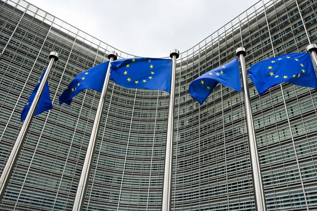 European Union flags fly in front of the Berlaymont building, the EU Commission headquarters, in Brussels on June 9, 2026. Photo: TNS