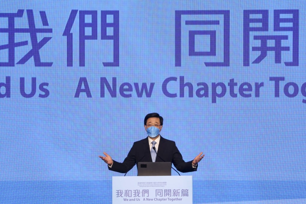 John Lee Ka-chiu at an chief executive election campaign rally at the Hong Kong Convention and Exhibition Centre on May 6, 2022. Photo: Felix Wong