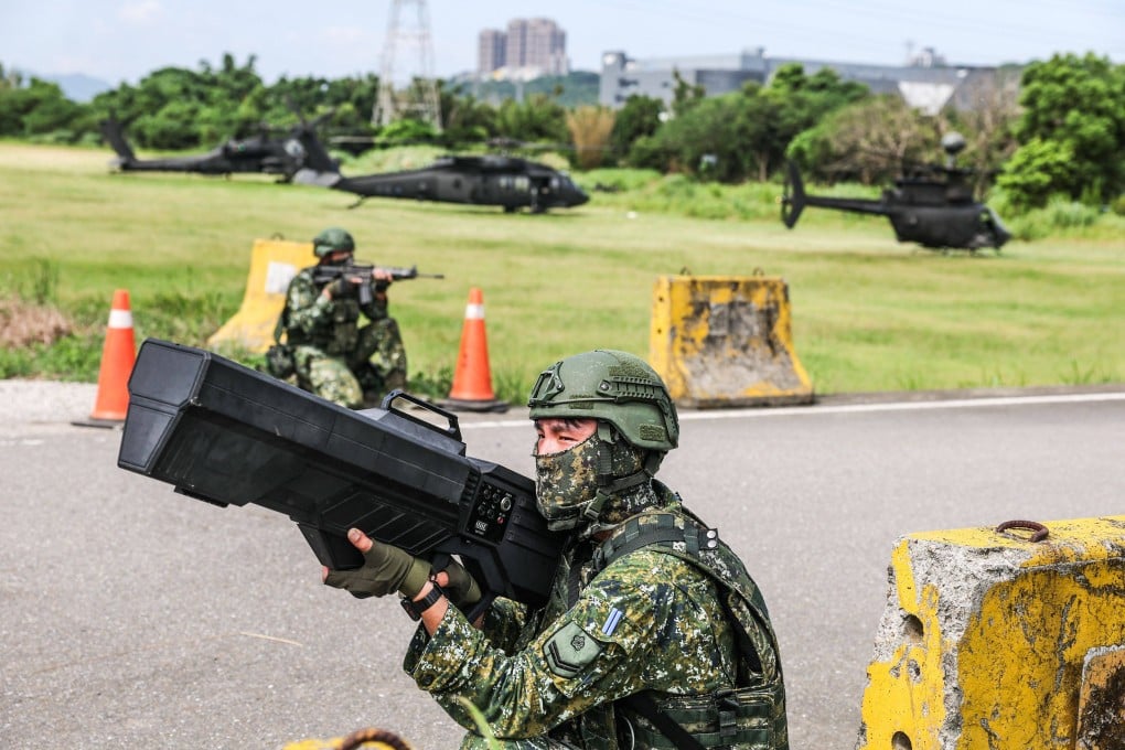 Taiwan’s defence ministry says it is accelerating work on next-generation counter-drone technologies, including systems capable of countering fibre-optic and AI-guided drones. Photo: AFP