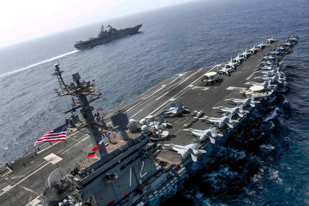 The USS Abraham Lincoln and conducts operations in the Arabian Sea, in an image released in May 2019. Photo: Navy Office of Information via AFP