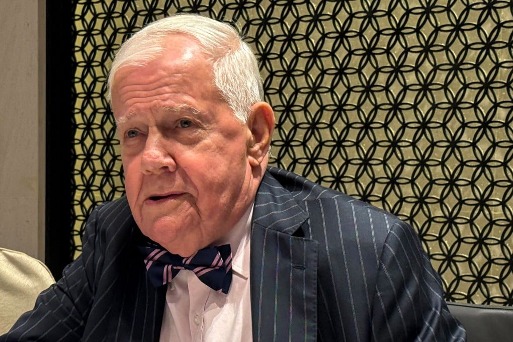 Legendary American investor Jim Rogers speaking at an investor event in Hong Kong on Saturday. Photo: Themis Qi.