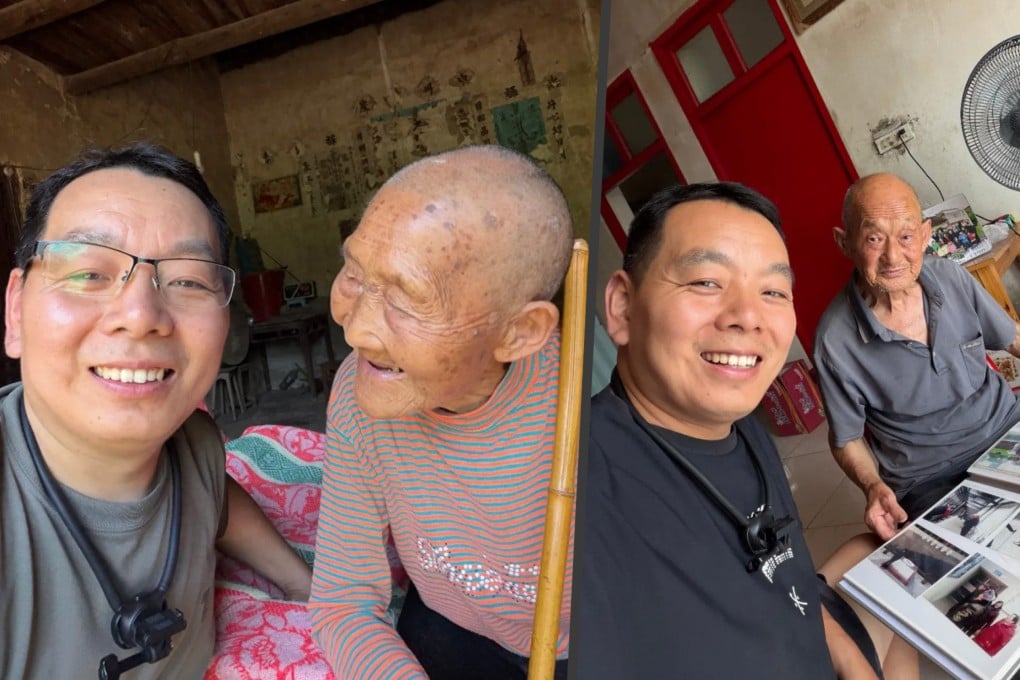 A Chinese man has completed over 200 journeys through remote mountains in just one year, bridging the gap between elderly parents and their children working far away. Photo: SCMP composite/Douyin