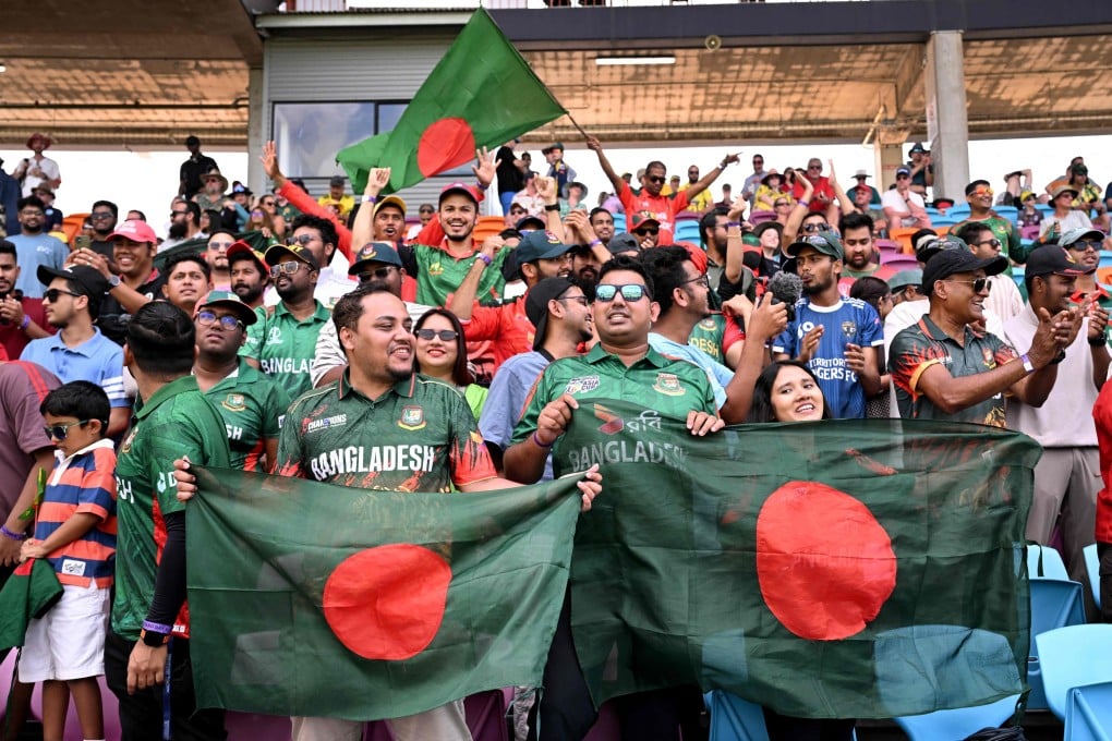 Bangladesh fans cheering their team to victory on the fourth day against Australia at Marrara Stadium in Darwin on Sunday. Photo: AFP