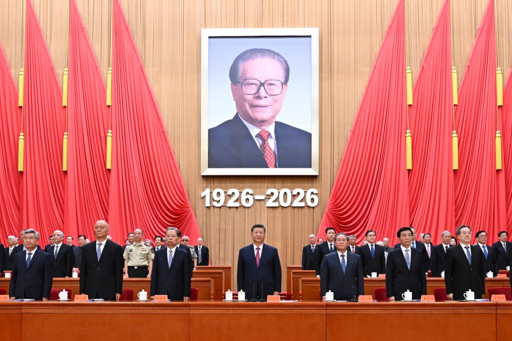 Chinese President Xi Jinping (centre) and party and state leaders attend a ceremony to commemorate the birth centenary of former president Jiang Zemin at the Great Hall of the People in Beijing on August 17. Photo: Xinhua