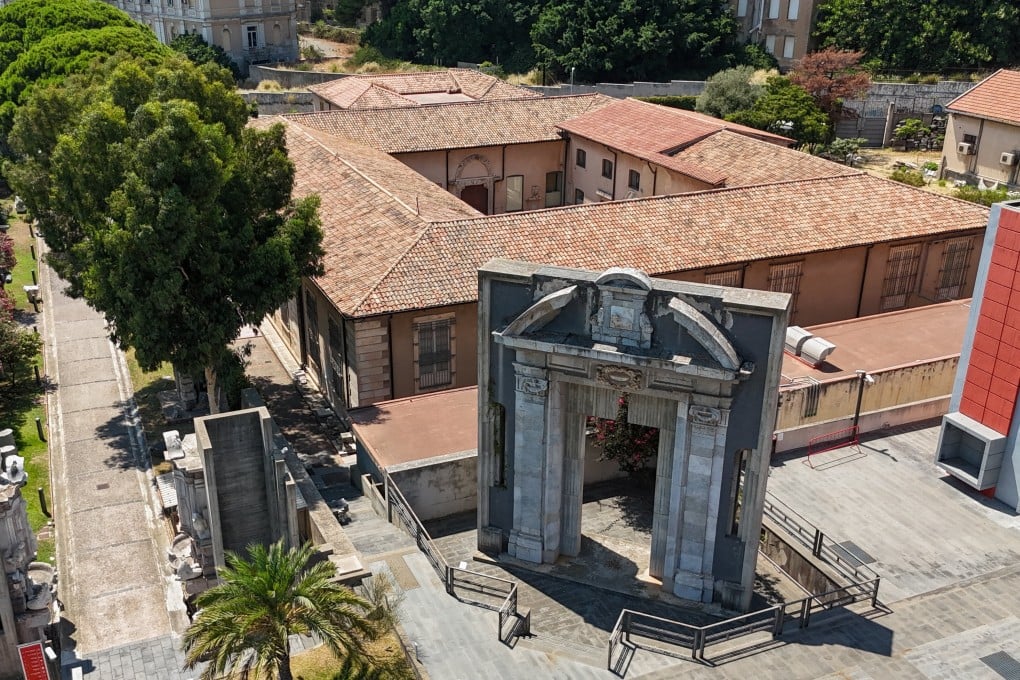 A drone view shows the grounds of the Museo Regionale di Messina, where four artworks by 15th-century painter Antonello da Messina were stolen overnight, in Messina, Sicily, Italy on Sunday. Photo: Reuters