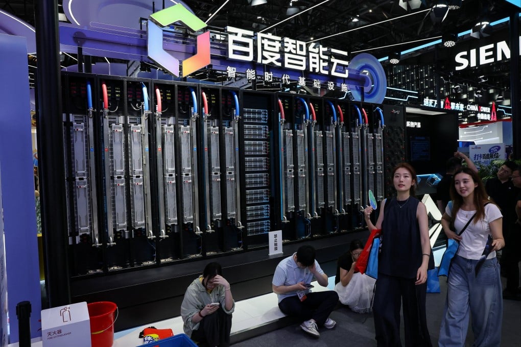 Baidu’s Intelligent Cloud Tianchi 512 Supernode system is displayed at its booth during the World Artificial Intelligence Conference in Shanghai, July 18, 2026. Photo: Reuters