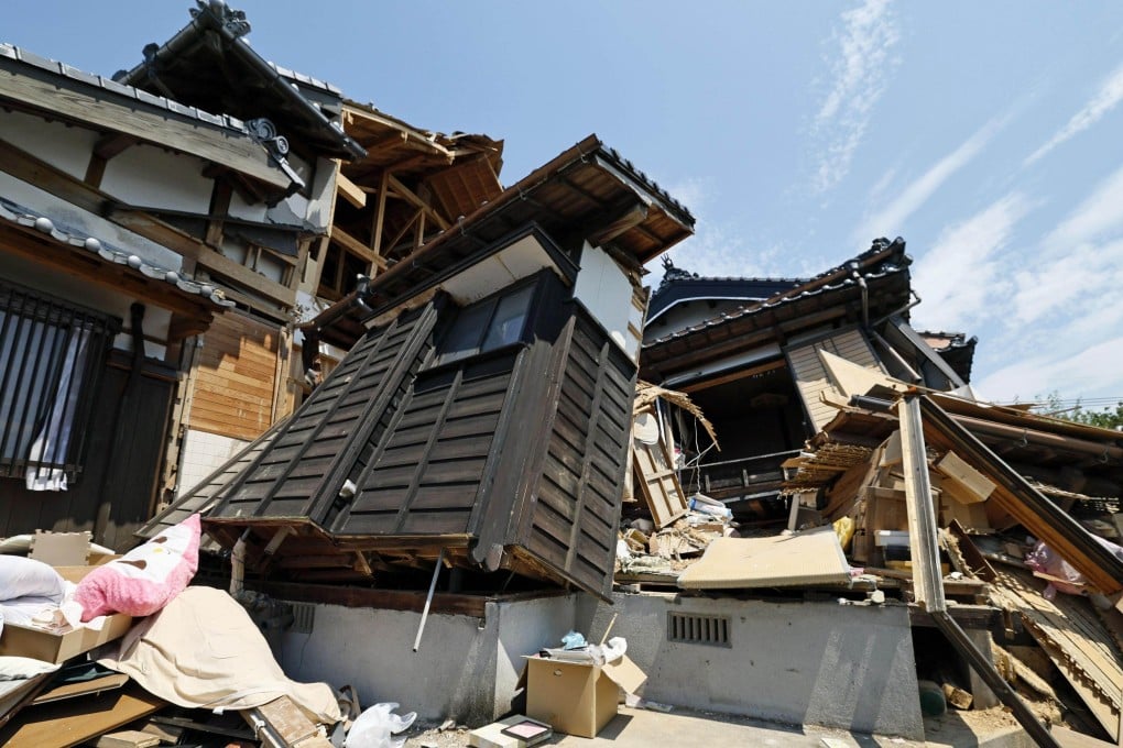 Houses in Hikawa, Japan’s Kumamoto prefecture, damaged by the magnitude 7.1 earthquake on July 28. Photo: Kyodo