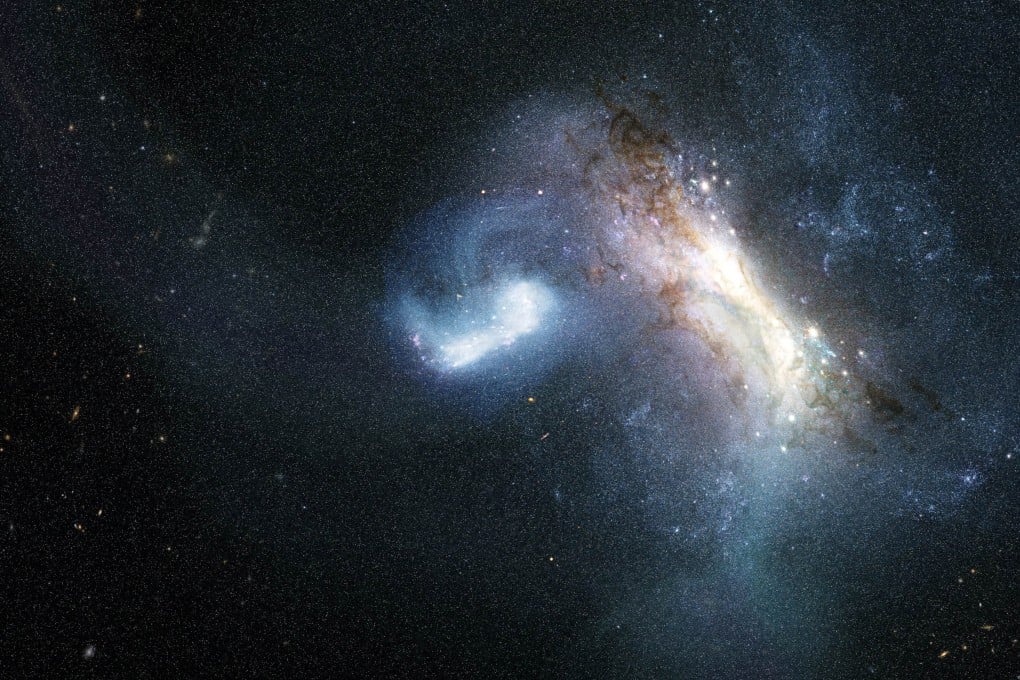 The collision about 11.8 billion years ago, when a dwarf galaxy known as LKH collided with the Milky Way and merged with it, appears in an artist’s concept released on Tuesday. Photo: Handout via Reuters